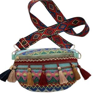 New Boho Tassel Woven Crossbody Bag Purse